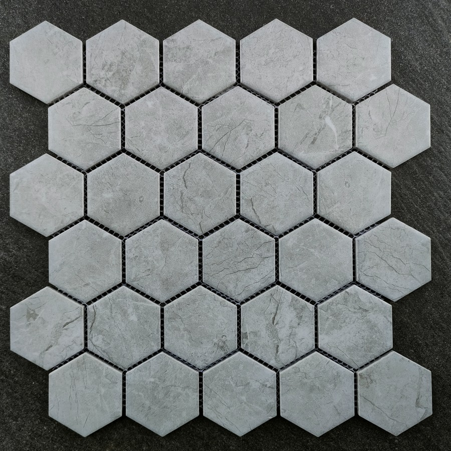Keramik Mosaic  Dinding Dekoratif Interior Rumah Lantai Ruangan Hexagonal - Singres Concrete Hexagon