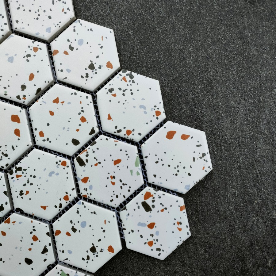 Keramik Mosaic  Dekorasi Dinding Rumah Teras Rumah Outdor Dinding Kamar Mandi Hexagonal - Singres  T