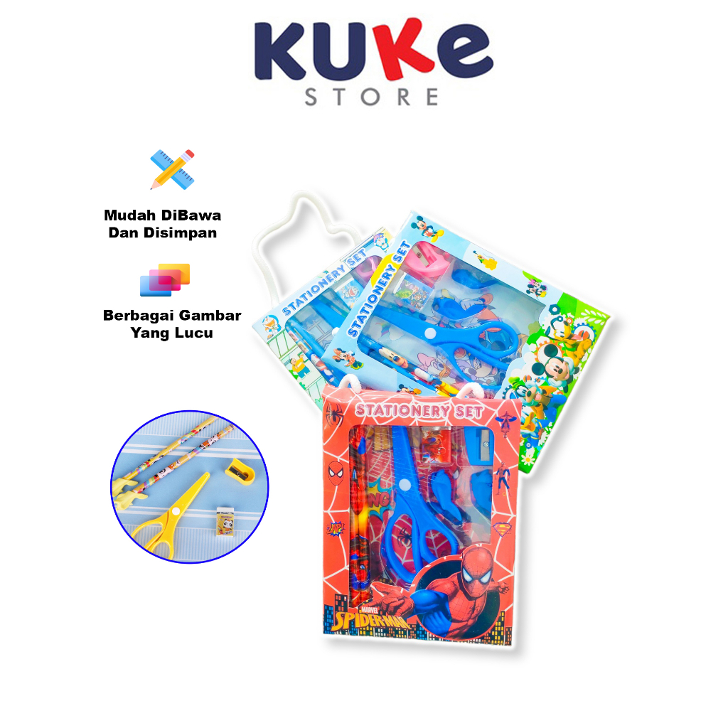 

KUKE Stationary Set Pensil Lengkap Dengan Alat Tulis set Anak Sekolah 8 In 1 Import