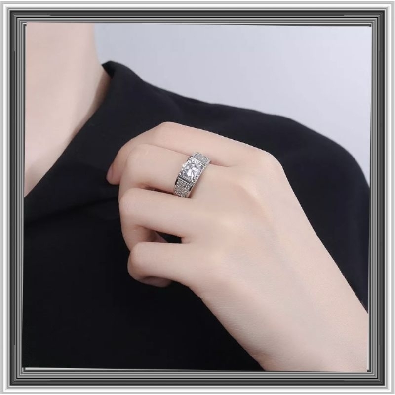 CINCIN TITANIUM SILVER PRIA LAPIS EMAS PERMATA DIAMON