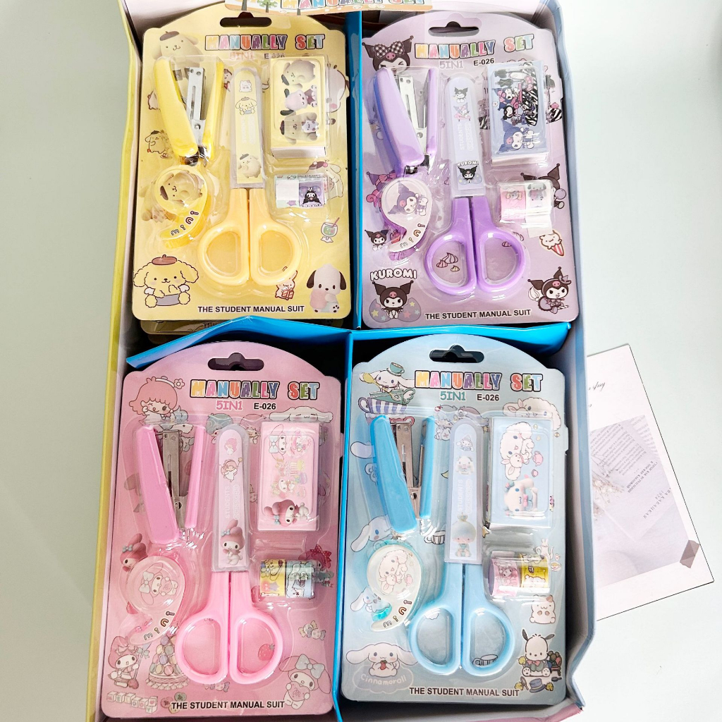 

Set 5 in 1 Staples Gunting Selotip Kuromi My Melody lucu