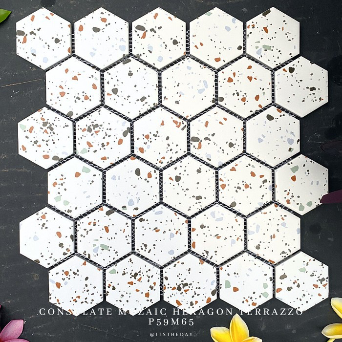 Mozaik Import Consulate Mozaic Keramik Hexagonal Matte Motif Terrazzo