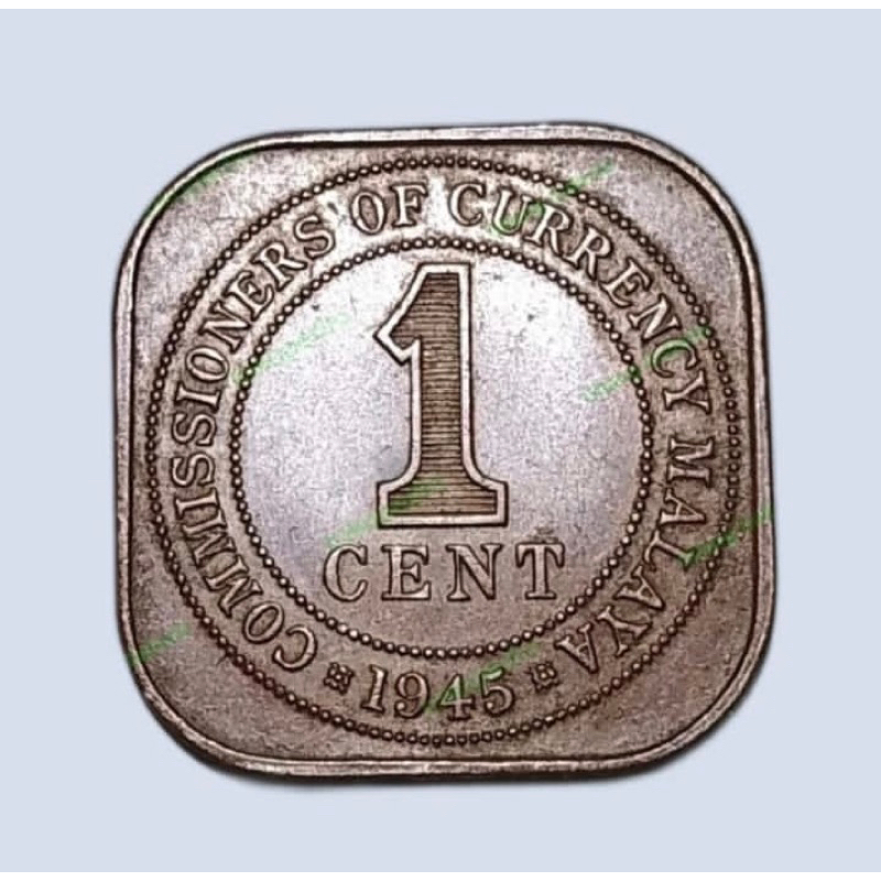 uang koin kuno straits settlements 1 cent tahun 1945