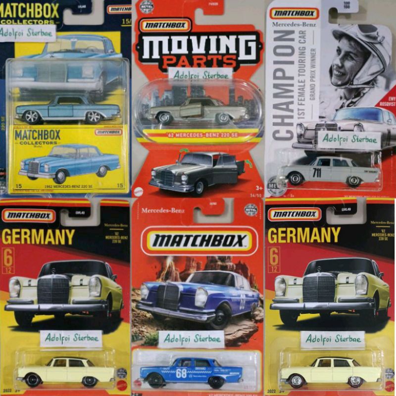 matchbox 1962 '62 mercedes-benz 220 SE sedan germany 6/12 champion 1st female touring car grand prix