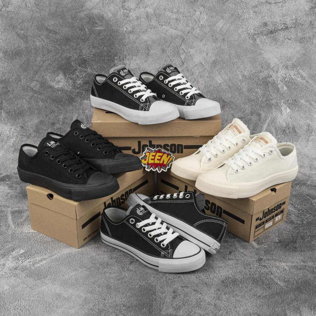 Johnson | Sepatu Johnson Basic Low (LC) Original Hitam / Milky
