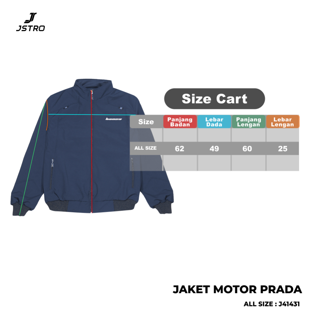 Jaket Motor Pria Bahan Prada Waterproof Riding Jacket Anti Air