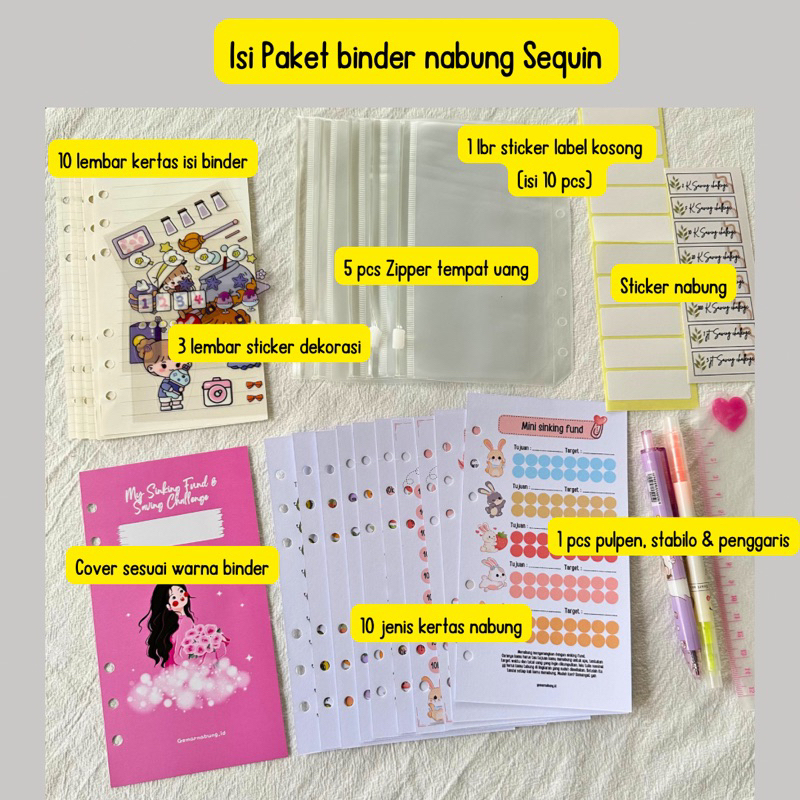 

Paket binder nabung & keuangan lengkap Sequin 5 ziplock