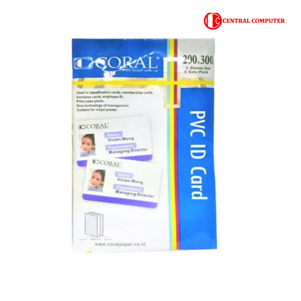 

Kertas PVC Bahan ID Card Instan Coral A4 isi 5 Lembar Merk Coral