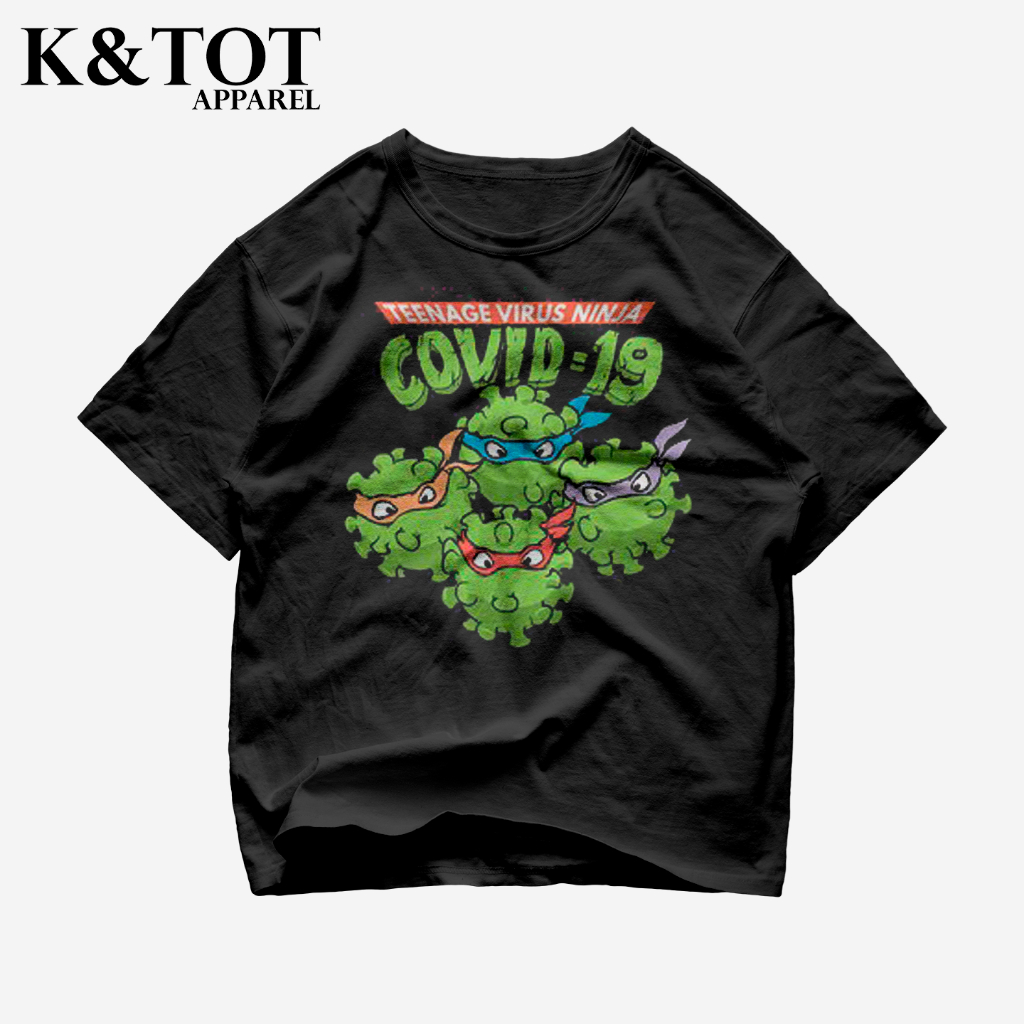 KNTOT - KAOS BAJU TEENAGE VIRUS NINJA COVID-19 PELESETAN TEENAGE MUTANT NINJA TURTLE | TSHIRT OVERSI