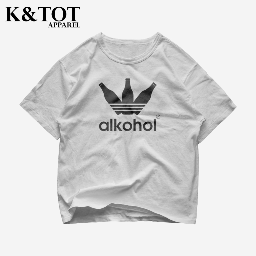 KNTOT - KAOS BAJU ALKOHOL PLESETAN PELESETAN ADIDAS | TSHIRT OVERSIZE VINTAGE PUTIH BOOTLEG - PRIA W