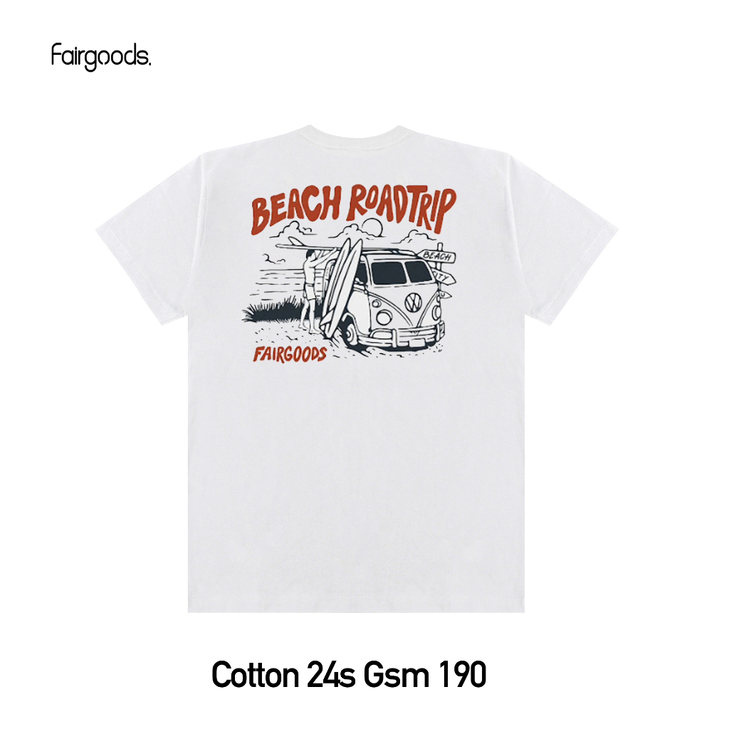 Fairgoods Kaos - Beach Road Trip - Putih