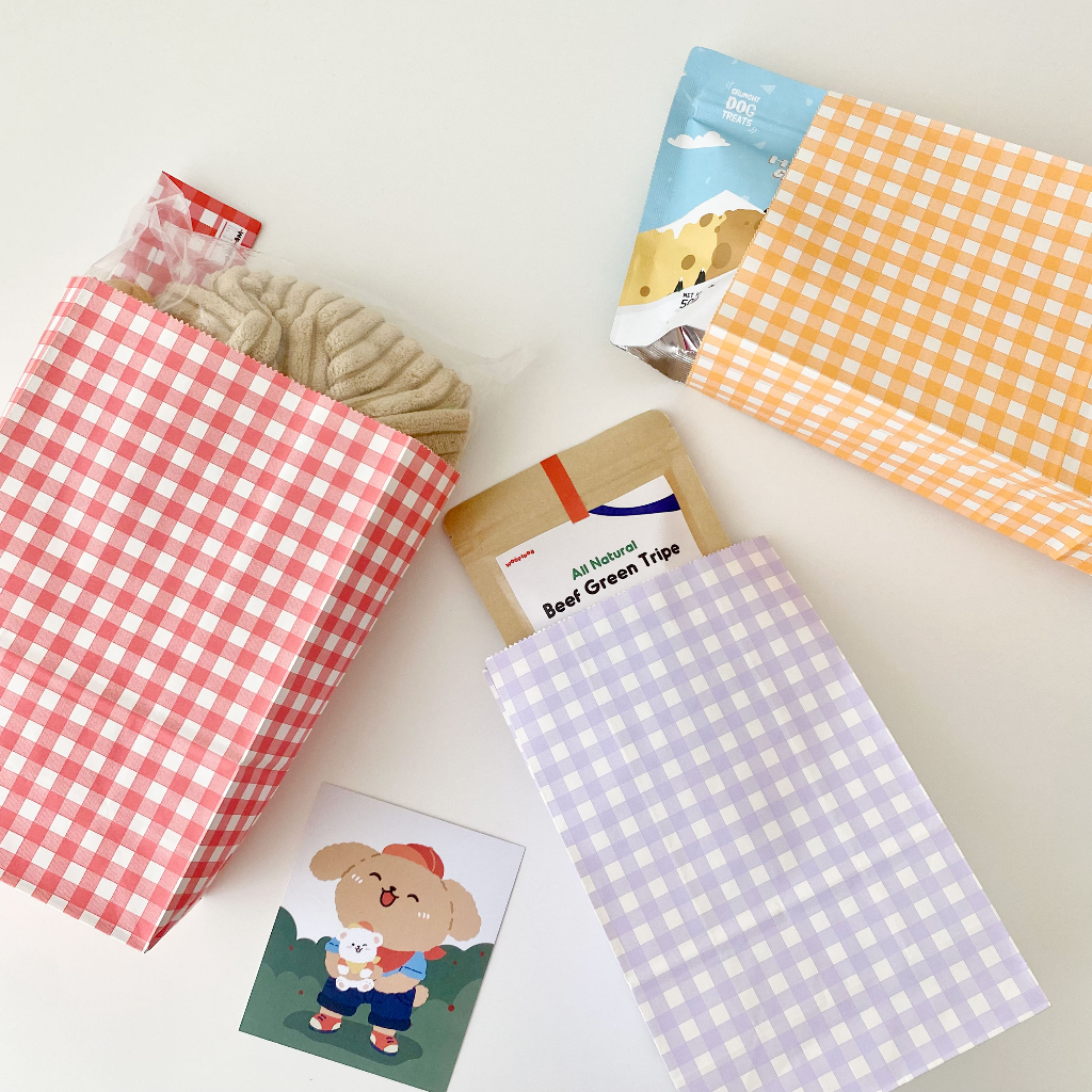 

WOOFIDOO Korean Checks Gift Bag Paper Bag Gift Wrap Bungkus Kertas Kado Goodie Bag