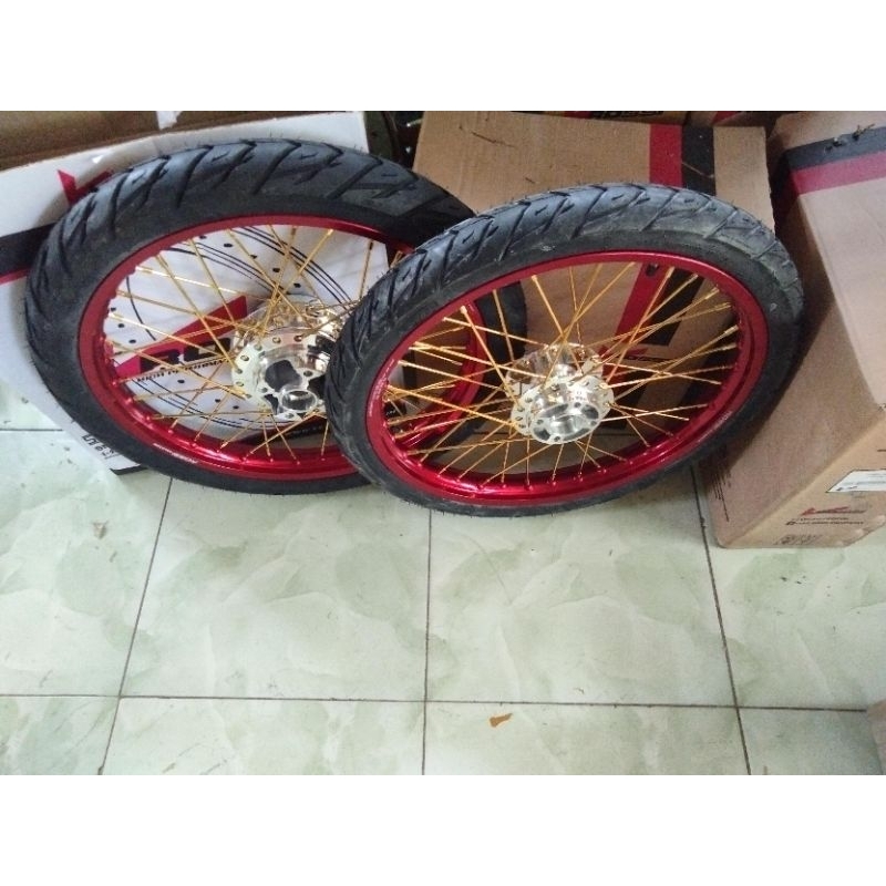 velg jari jari Supra x new 125 double cakram ring 17 plus ban