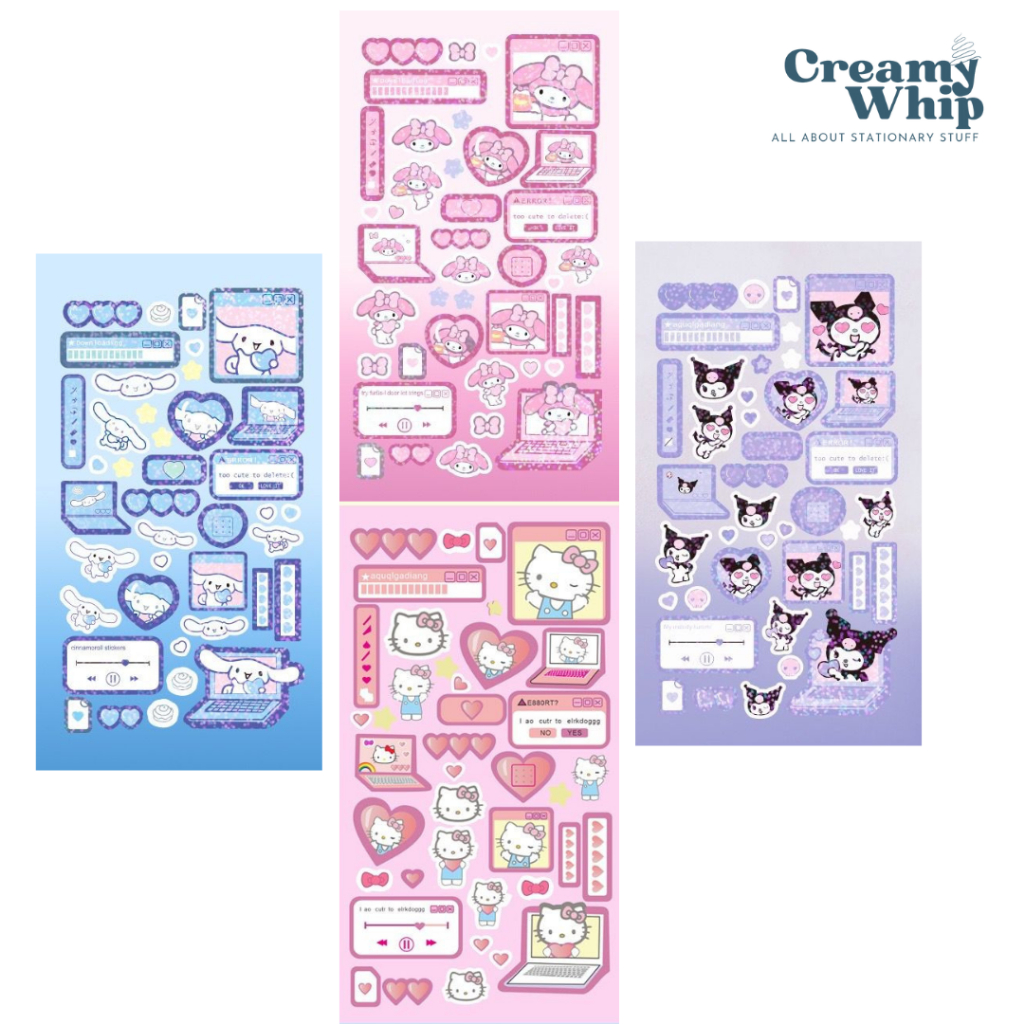 

Sanrio stickers motif cinnamoroll kuromi stiker lucu unik glitter