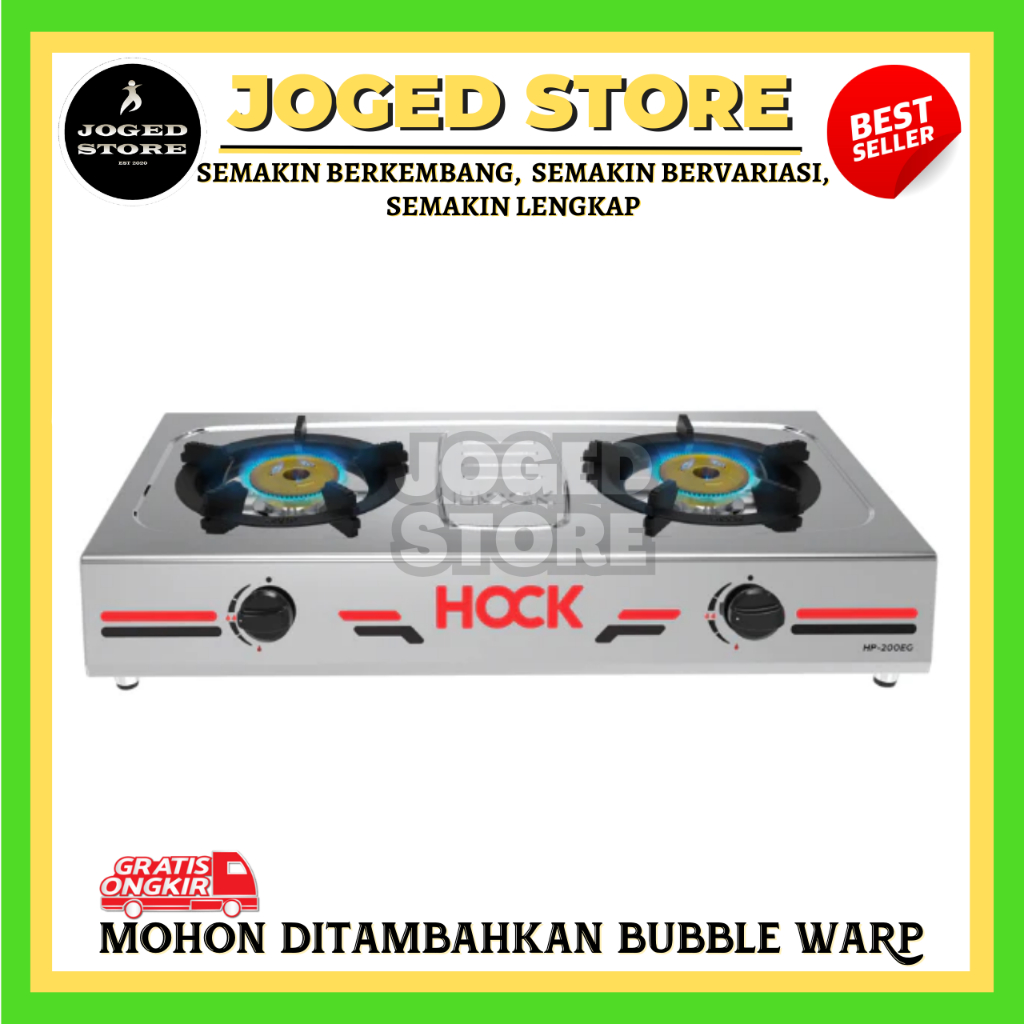 KOMPOR GAS 2 TUNGKU HOCK HP-200EG | KOMPOR GAS STAINLESS STEEL | KOMPOR GAS | KOMPOR