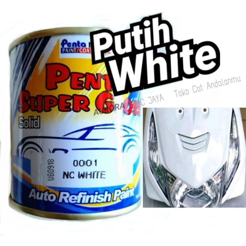 Cat Penta Super Gloss NC White Putih Solid 200ml 200cc seperempat | sepeda motor mobil duco duko dik