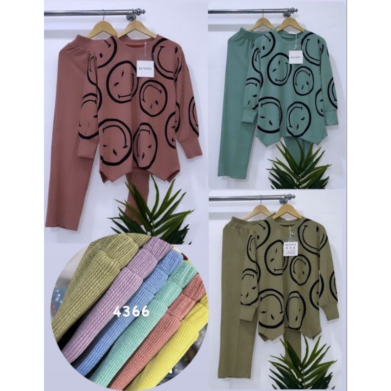 Kuyifei 436-6//One set rajut//Setelan rajut//One set wanita//Setelan celana//Set celana//One set jum