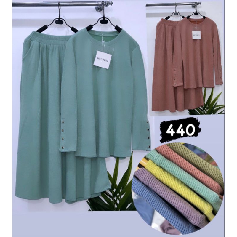 Kuyifei 440//Set rok knit//One set rok//Set rok//Setelan rok//Setelan rajut//Set rok rajut premium//