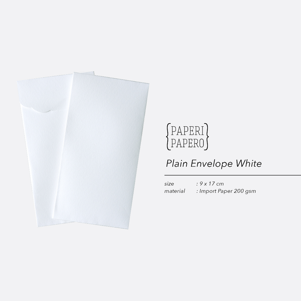 

White Envelope (9 x 17 cm) - Amplop Putih Premium dengan Bahan Imported Paper (5 pcs)