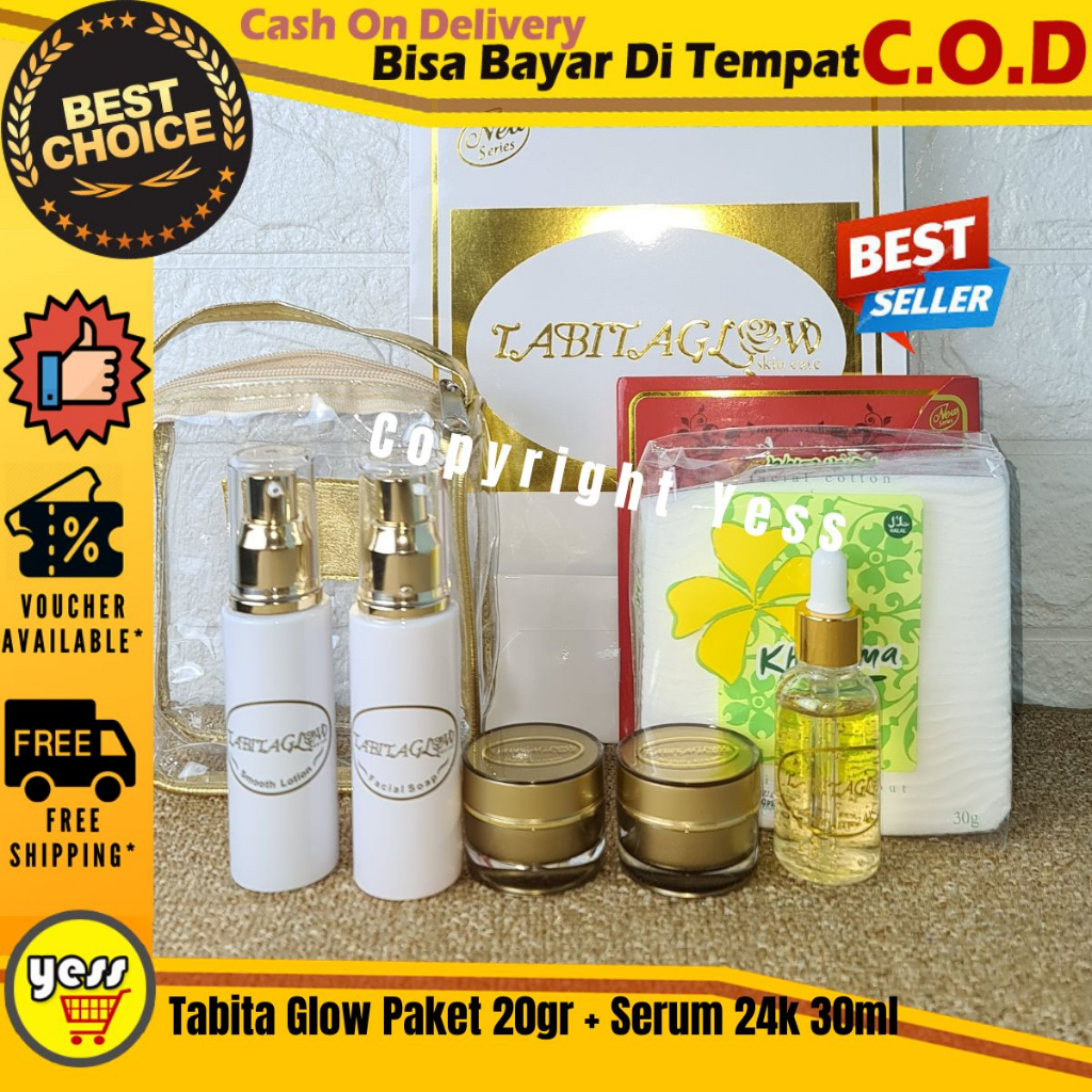 ( Gratis Kapas Wajah  ) Paket Glow Mini 20gr + Glow Serum 24k NonDs Non Barcode Skincare Gold Ekonom