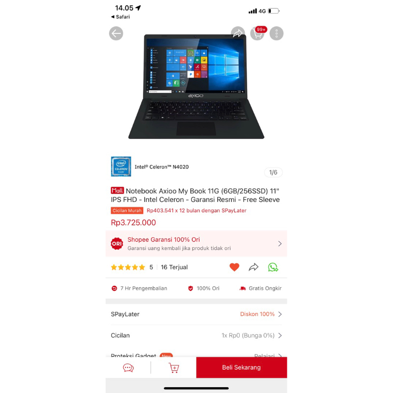 JUAL RUGI MURAH Axioo 11g 6/256 Notebook NEGO Seken Second Preloved Bonus Kamera Laptop