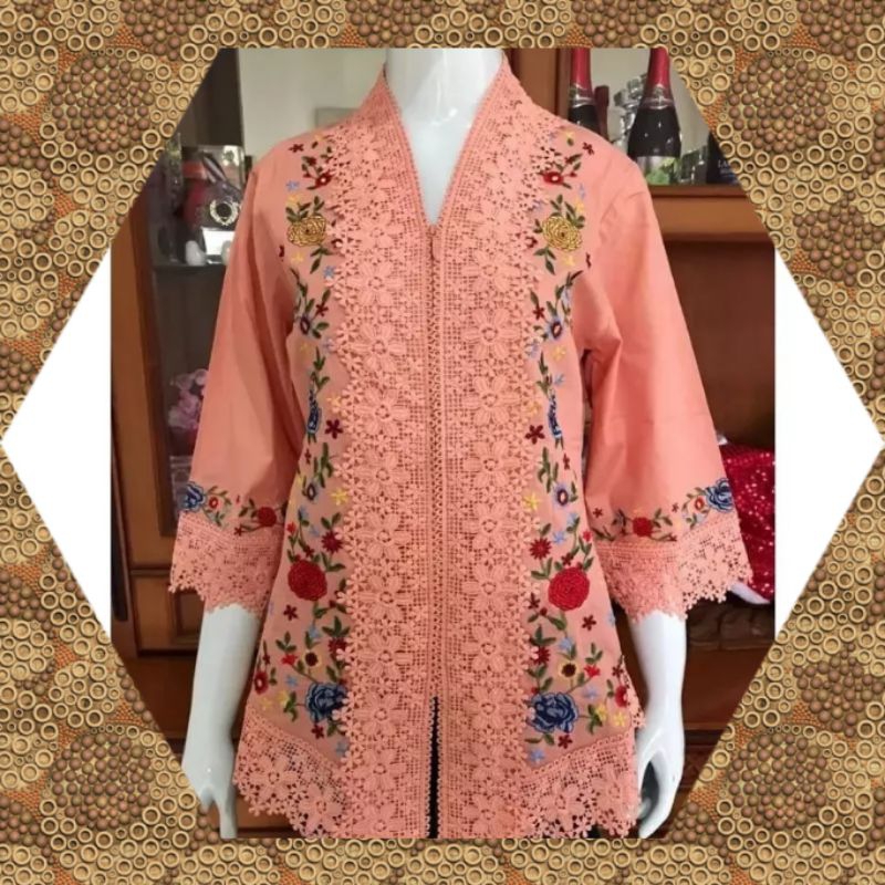 NEW...Kebaya Encim Modern Import Full Bordir Kombinasi Brukat