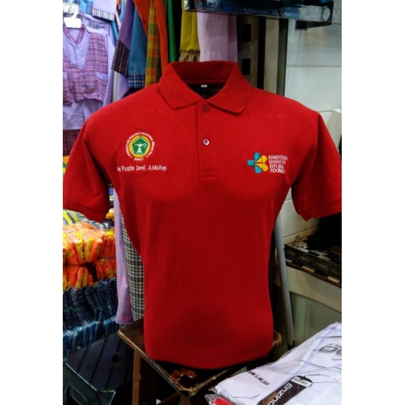 Kaos Krah Polo Shirt Bahan Catton Lacoste24s Lengan Pendek Custom Bordir Logo Dan Tulisan Bisa ECER