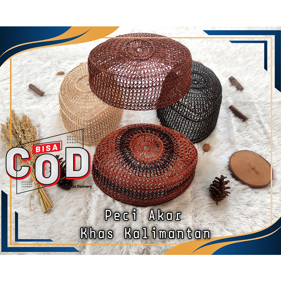 Peci Rotan Akar khas kalimantan | kopyah kalimantan | kopyah rotan coklat muda | PECI ROTAN ASLI PEC