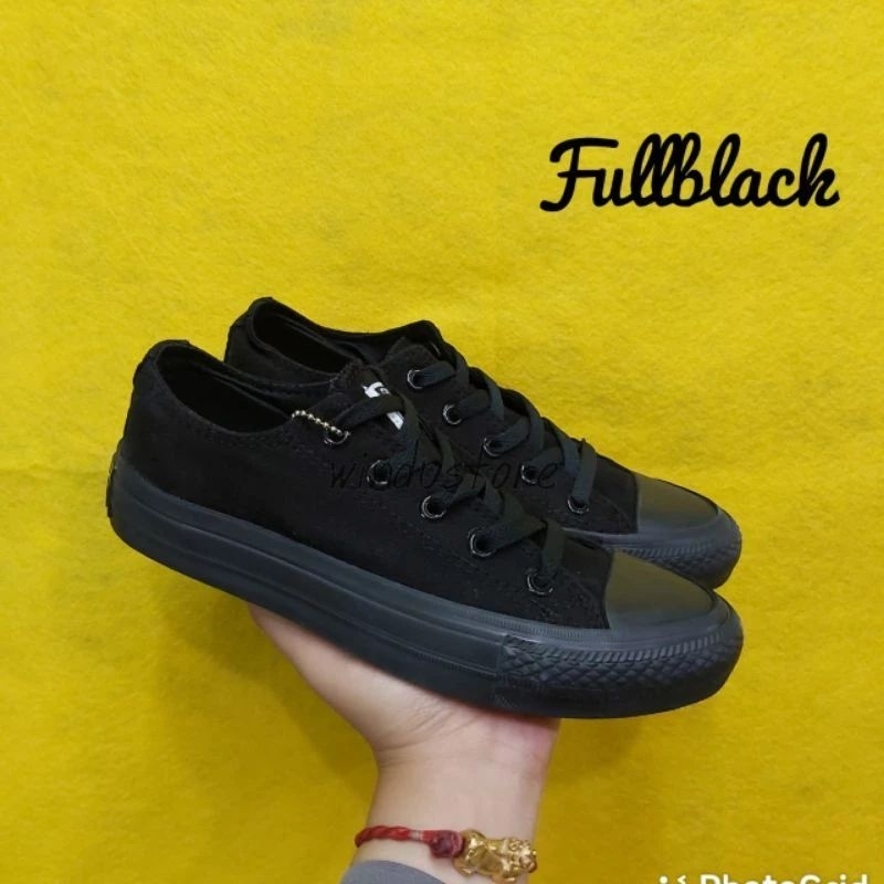 Sepatu Sekolah Converse Hitam Polos Sepatu All Star Chuck Taylor Sepatu Sneakers Pria