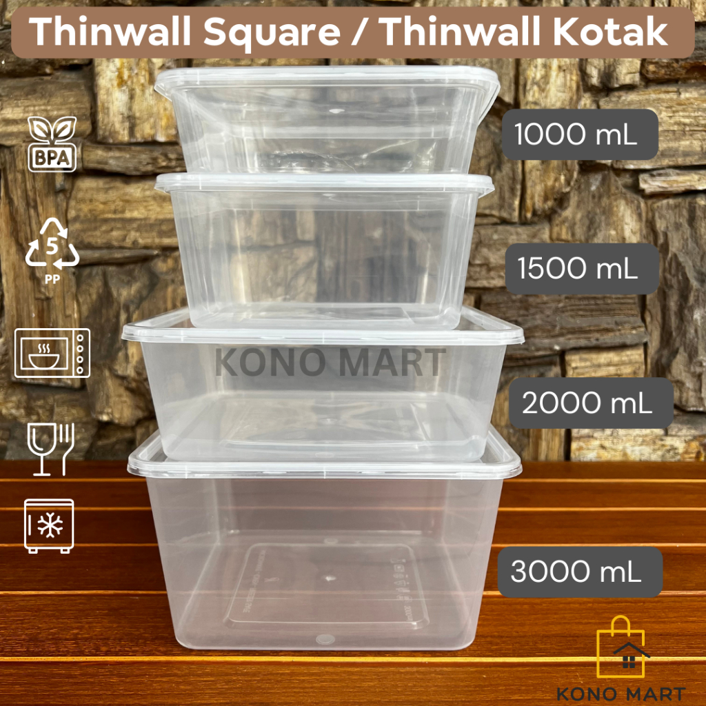 [ECER MIN ORDER 5 PCS] Thinwall Merk Victory Square 1000ml 1500ml 2000ml 2400 ml 3000ml / Kotak Maka