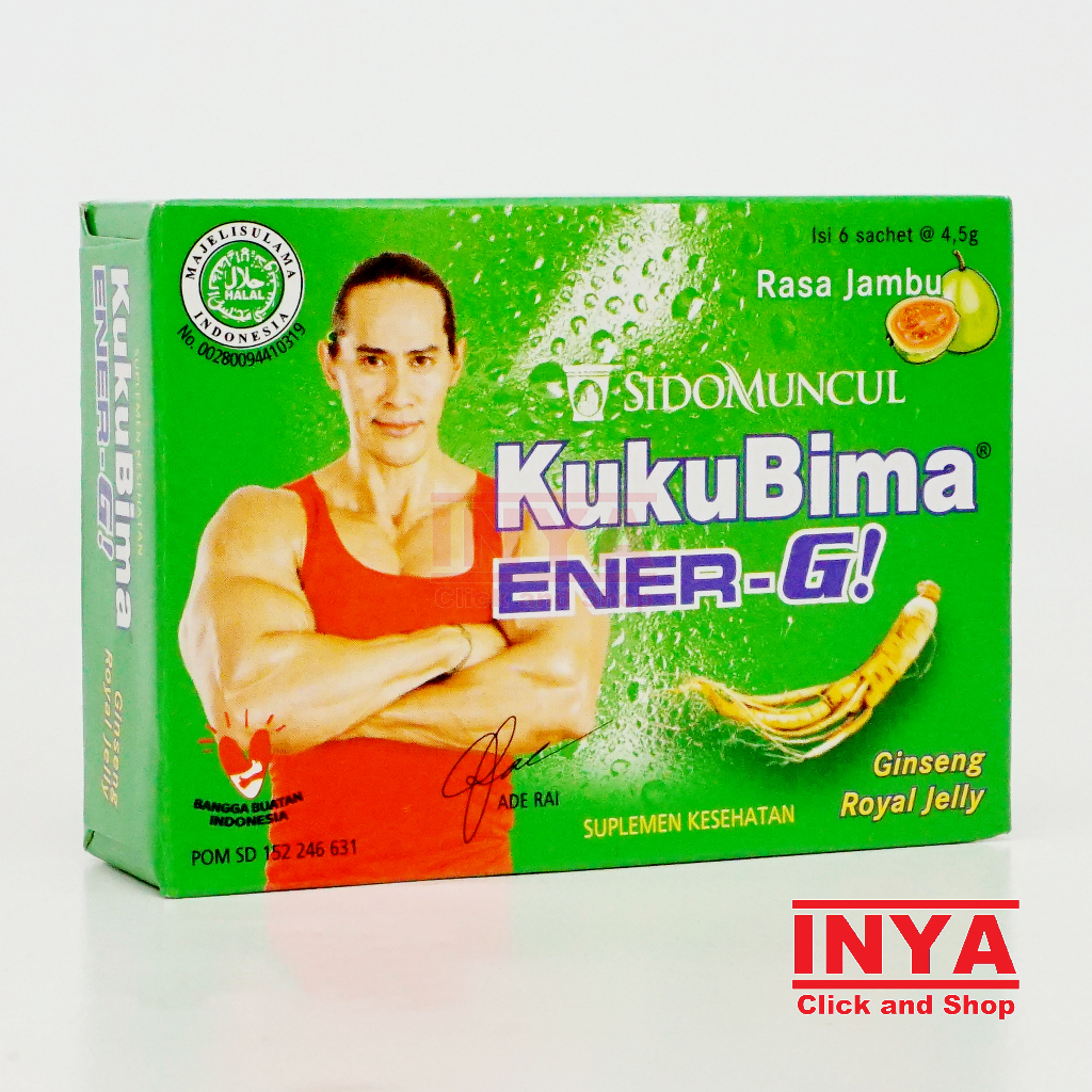 

Kuku Bima Ener-G Gingseng Royal Jelly Rasa Jambu 6x4.5gr Box - Minuman Energi Bubuk - Energy Drink Powder