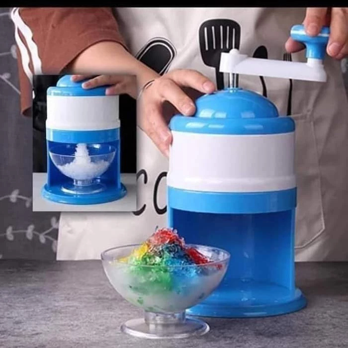 Alat es batu portabel mesin putar manual serutan es batu ice stone crusher