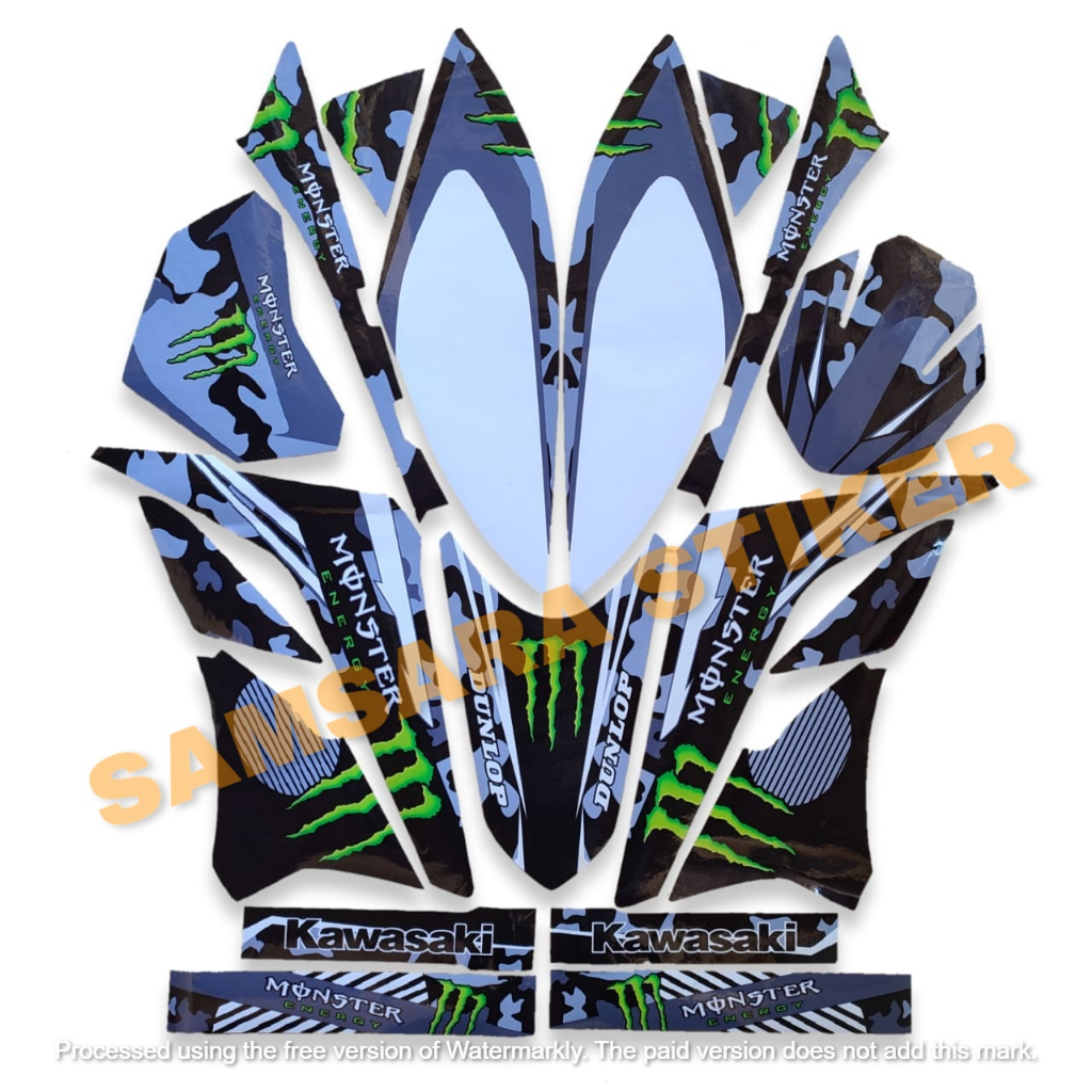 STIKER STRIPING MOTOR KAWASAKI KLX 150L VARIASI 1 WARNA ABU PUTIH
