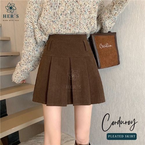 Her's - Gege Corduroy Skirt - Pleated Skirt - Rok Mini Corduroy - Rok Korea Style - Mini Skirt - Cor