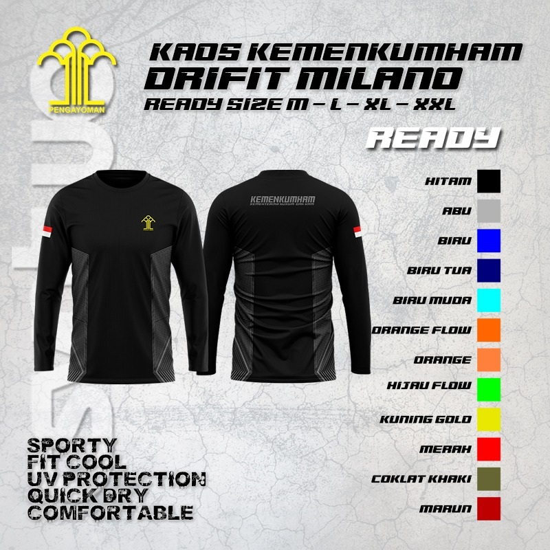 Kaos Polsuspas / Kaos Kemenkumham Lengan Panjang Bahan Dryfit Milano Premium