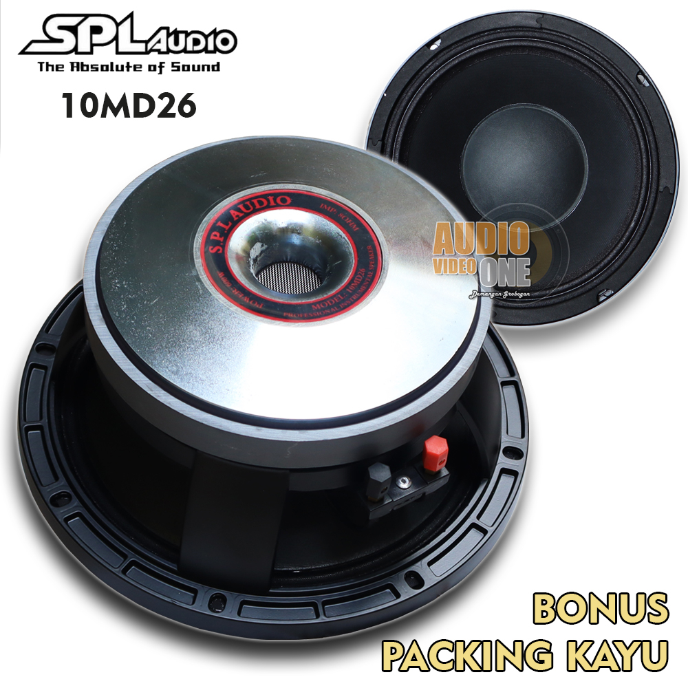 Speaker SPL Audio 10MD26 Spiker Komponen 10 Inch Voice Coil 3 Inch Bonus Packing Kayu