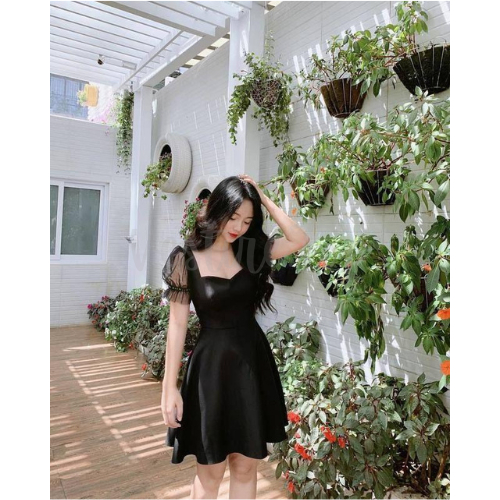 Etnik Dress Hitam Wanita Korea Jumbo Kekinian