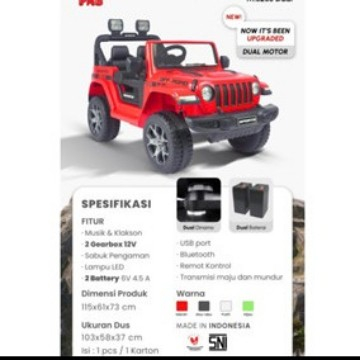 Mobil Aki Jeep Rubicon Mobil Aki Anak Remot ControlJeep Off Road M 8288 OFF ROAD Ban KARET/Eva