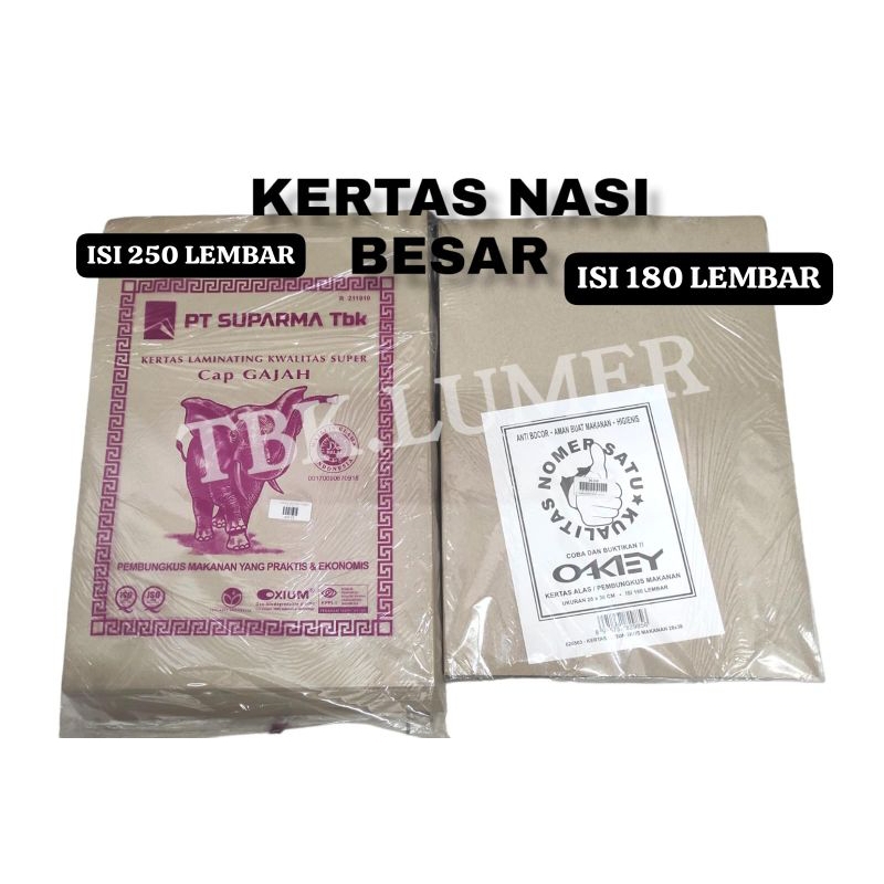 KERTAS NASI BESAR WARNA COKLAT/GAJAH/OKEY/kertas makanan/kertas nasi