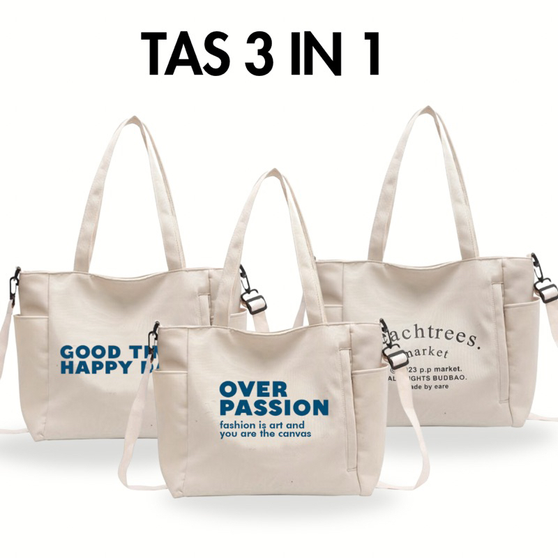 tote bag kanvas resleting tote bag selempang kanvas premium lucu aesthetic cocok buat kuliah by over