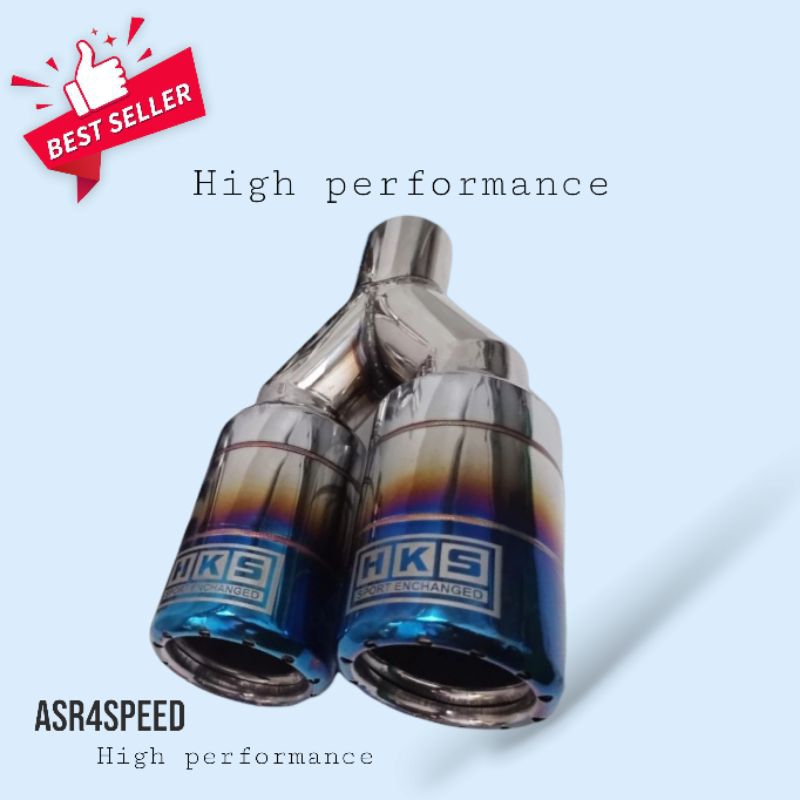Knalpot mobil racing hks cabang biru suara bass untuk semua tipe mobil