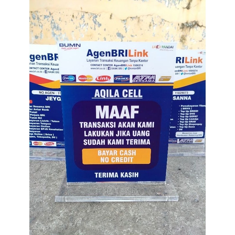 

PAPAN MEJA BANK BRI 15X20 AKRILIK