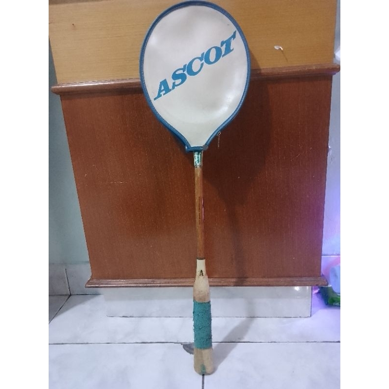 Raket Squash Ascot Jonah Barrington Vintage Jadul Kayu Koleksi Raquet