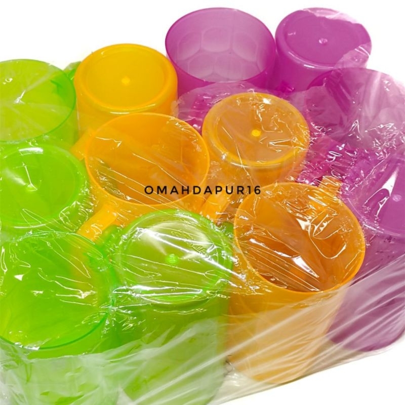 12pcs Gelas Gagang Plastik / Gelas Es Teh Plastik 1Lusin / Gelas Boba 1lusin / Gelas Besar Plastik
