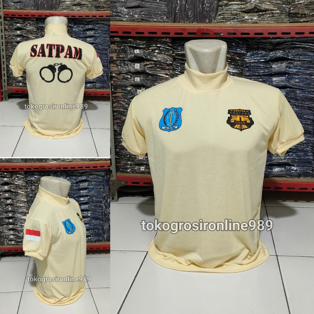 Kaos gada pratama satpam - Kaos satpam borgol - Kaos satpam pratama gada warna krem / cream model ke
