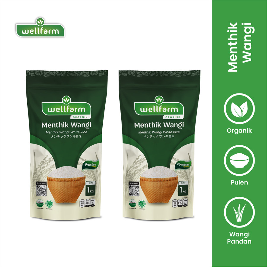

Beras Mentik Wangi Organik 2 Kg Premium / WellFarm Beras Menthik Wangi Organik Bundling 2Kg
