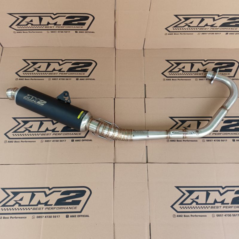 Knalpot Racing AM2 BESTPERFORMANCE Fulsistem Cb Gl Megapro Tiger hitam coating