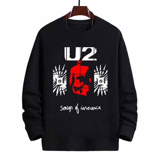Sweater U2 Songs of Innocence Crewneck Sweeatshirt Black Cotton Fleece