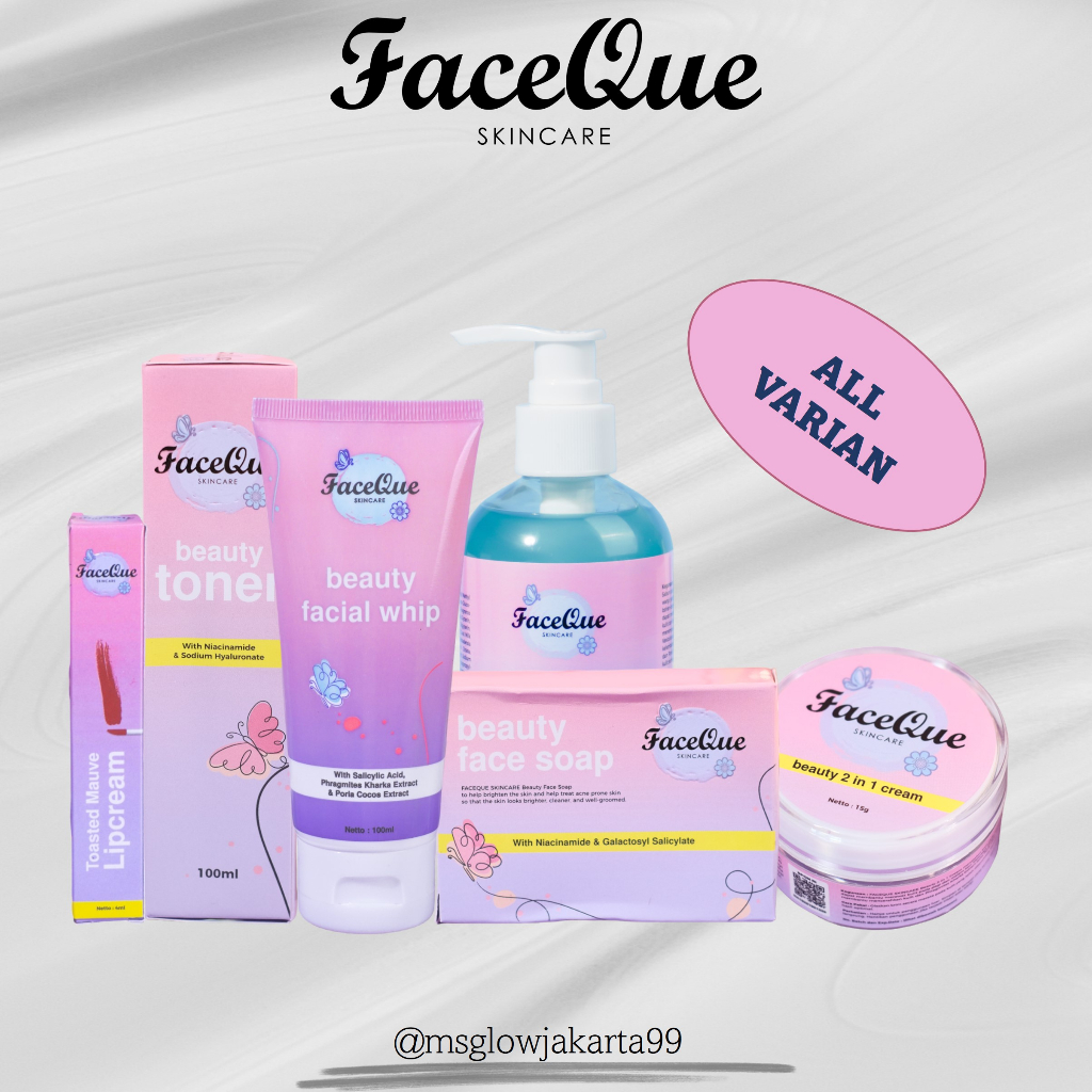 FACEQUE SKINCARE All Varian Face Soap / Facial Whip / Body Wash / Toner / 2in1Cream / Toasted Mauve 