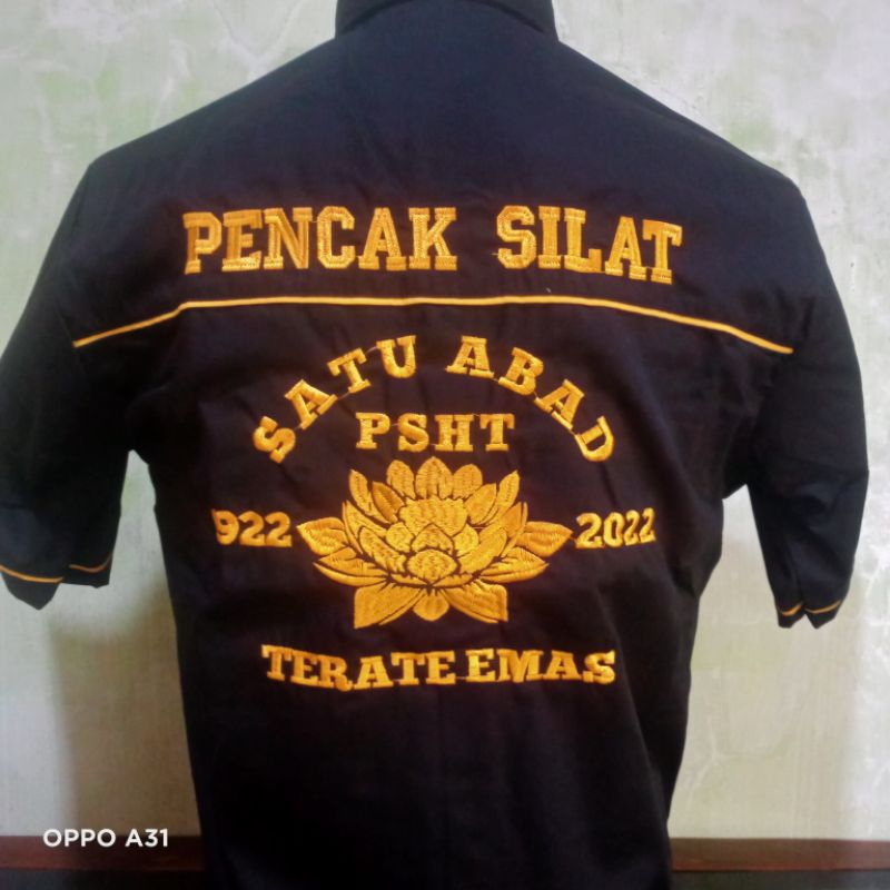 Kemeja PSHT Bordir - Kemeja Bordir PSHT Satu Abad - Baju Kemeja Bordir PSHT Simpel Terbaru